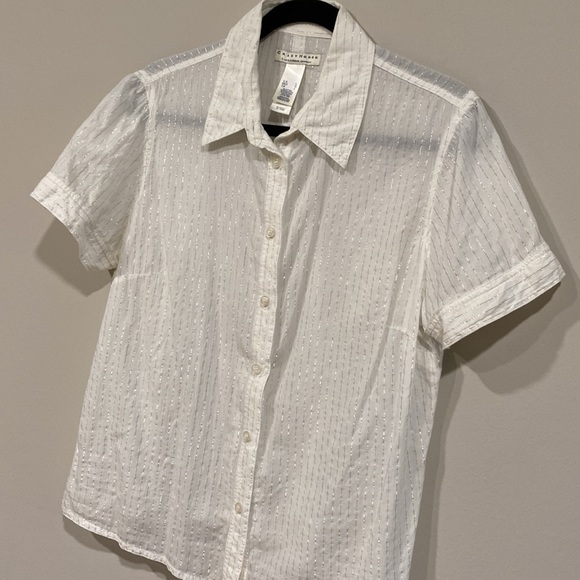 Crazy Horse by Liz Claiborne white button down cotton blouse - Picture 2 of 10